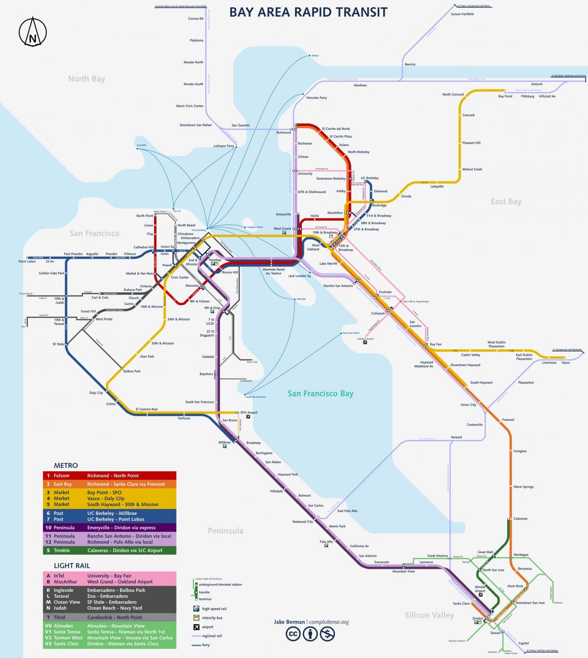 San Francisco sistèm nan tren kat jeyografik