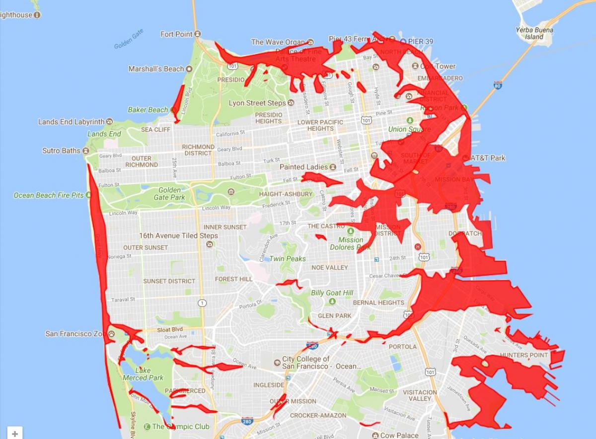 San Francisco zòn pou fè pou evite kat jeyografik