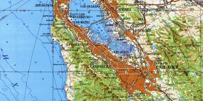 San Francisco bay zòn nan kat topografik