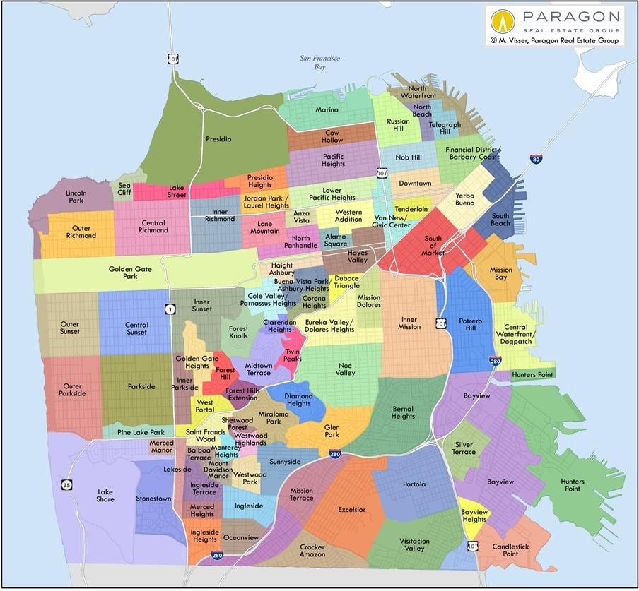 San Francisco bay zòn nan katye a kat jeyografik