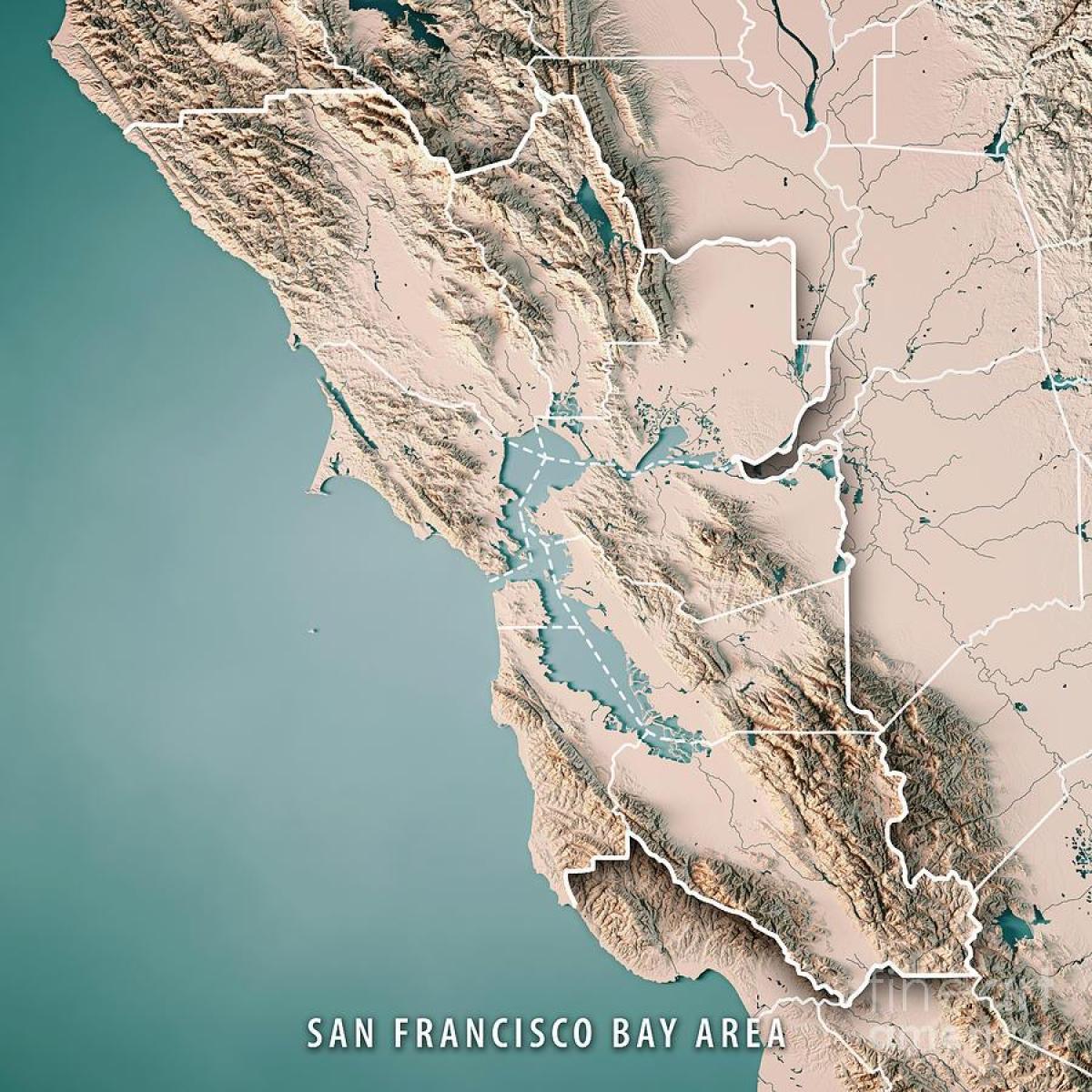 Kat jeyografik nan San Francisco bay topografik 