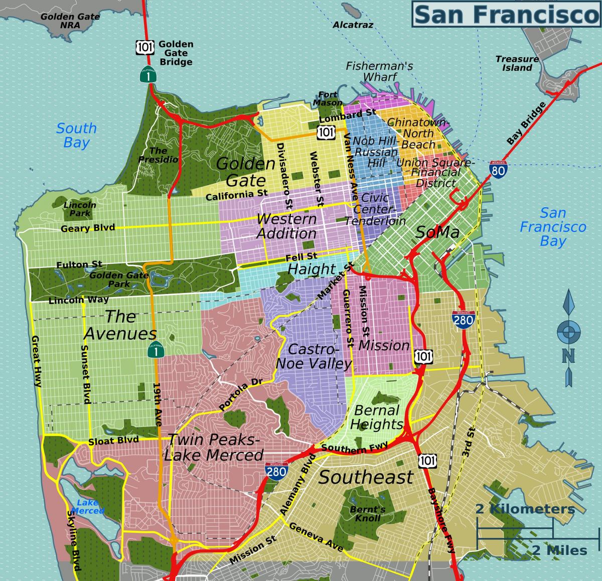kat jeyografik lari yo nan San Francisco nan california