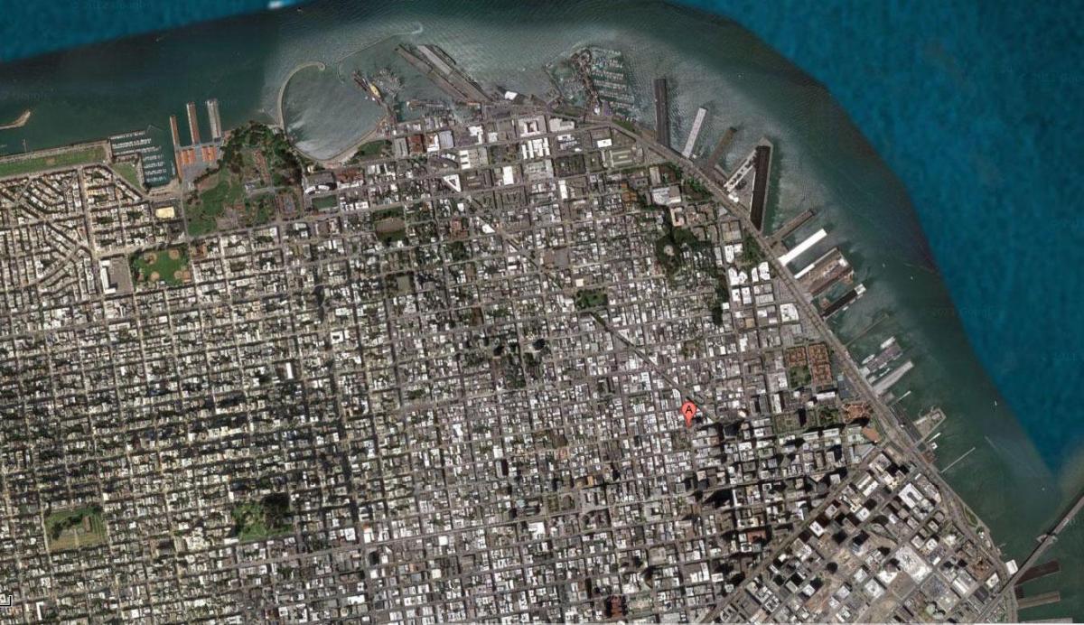 Kat jeyografik nan San Francisco satelit