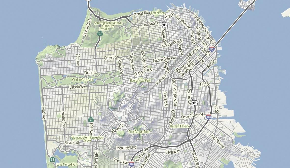 Kat jeyografik nan San Francisco tèren