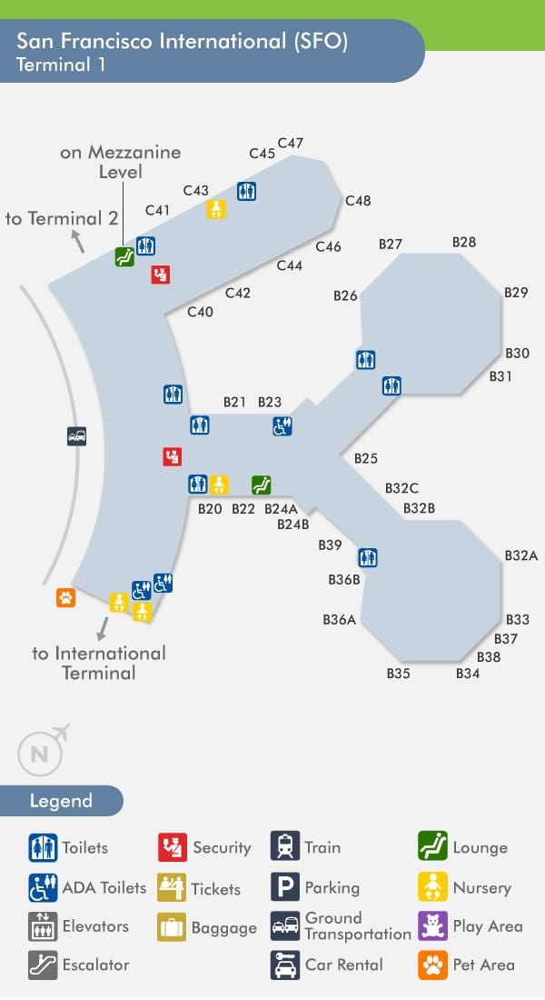 San Francisco ayewopò tèminal 1 kat jeyografik