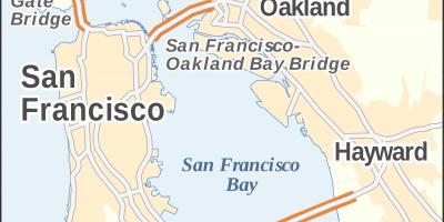 Kat jeyografik nan San Francisco golden gate pon, dan vise
