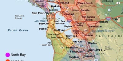 San Francisco zòn kat jeyografik nan ak ki antoure zòn