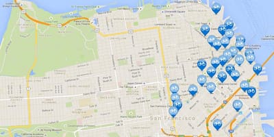 Kat jeyografik nan San Francisco pataje bisiklèt