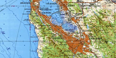San Francisco bay zòn nan kat topografik